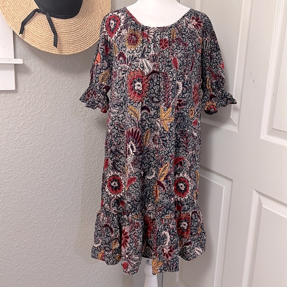 NEW! Madewell Hidden Creatures Bali Blooms Floral Print Swing Ruffle Dress Small